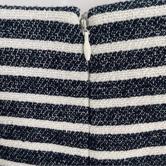 Ann Taylor Cotton Blend Nubby Zip Kick Pleat Lined Soft Black Off White Skirt - Picture 3 of 12